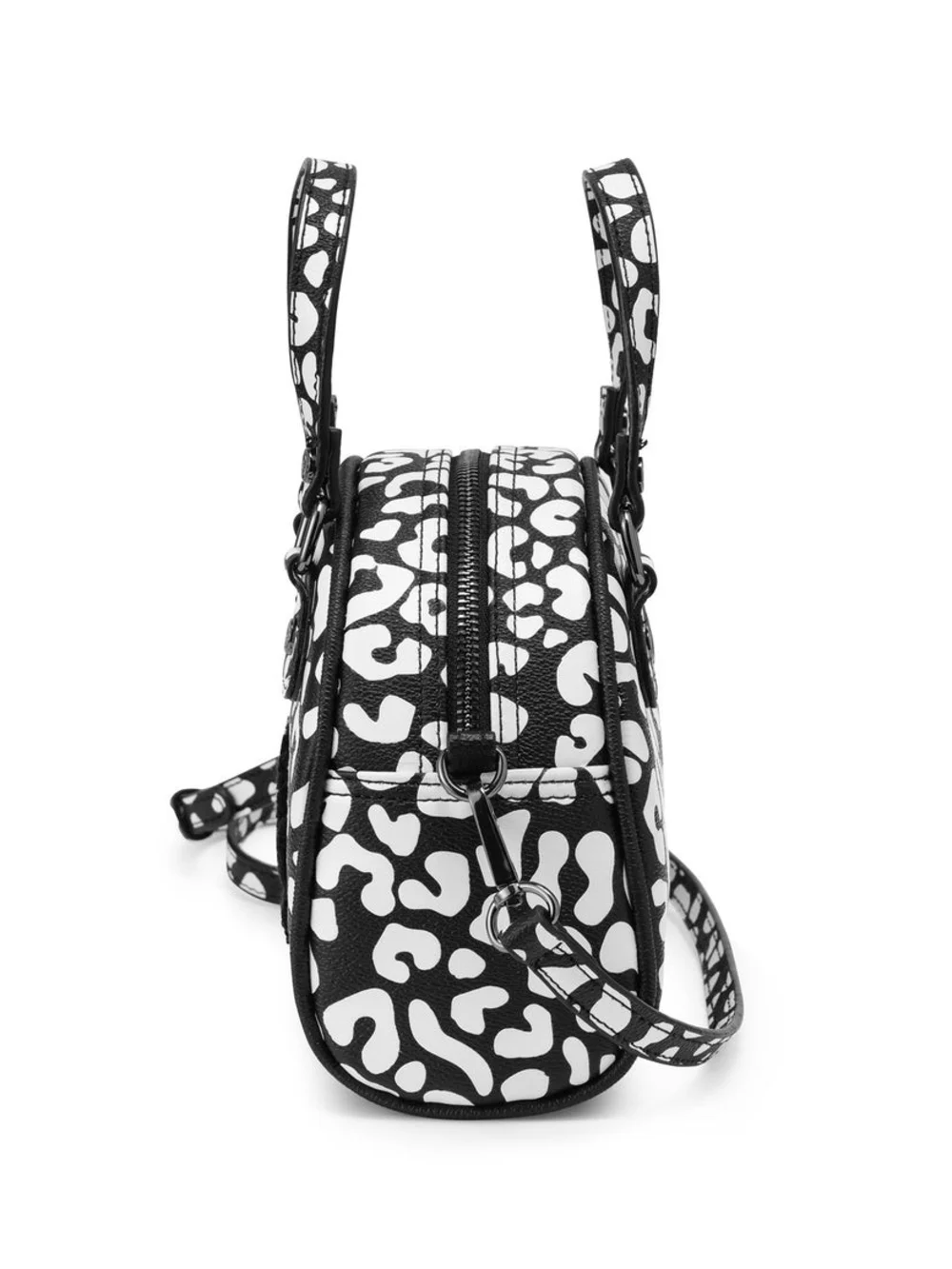 Von Dutch Black & White Leopard-Print Dome Crossbody